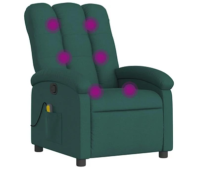 Massage Recliner Chair Dark Green Fabric