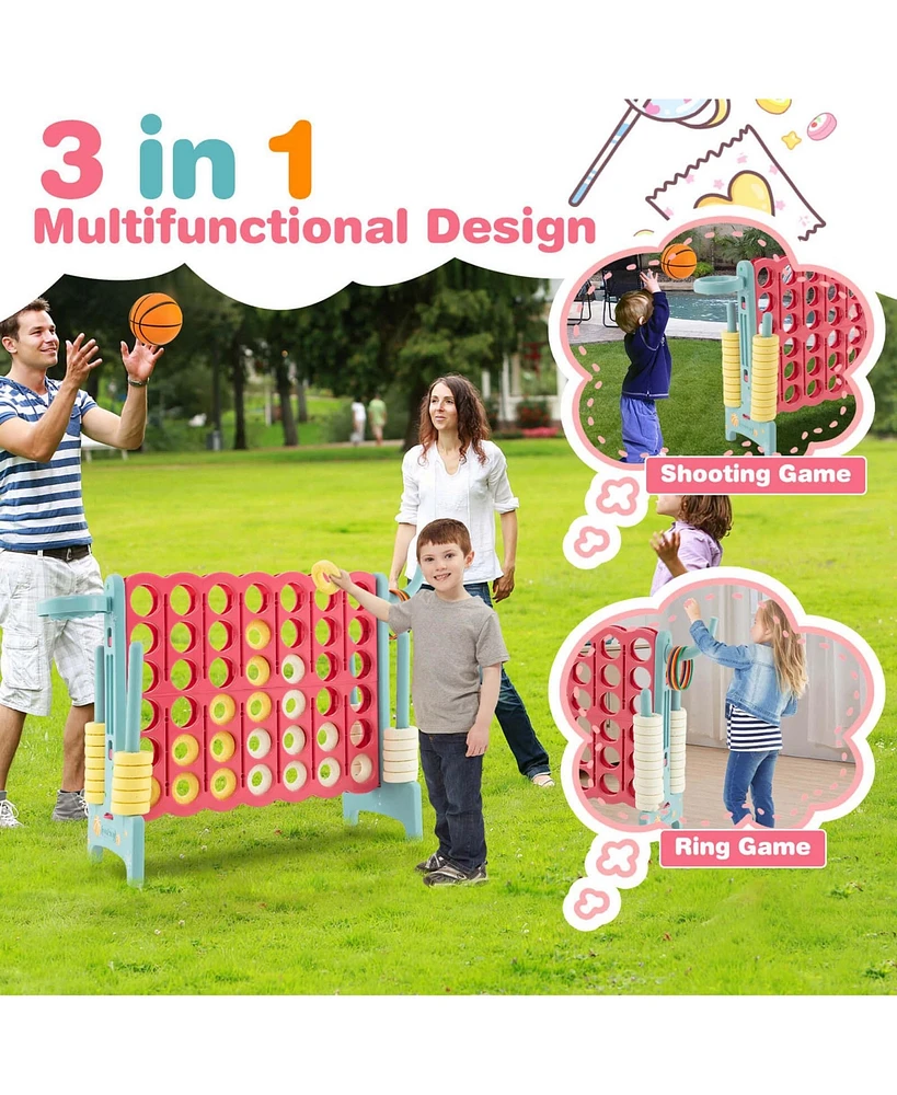 Jumbo 4-to-Score 4 A Row Giant Game Set with Carry Bag Stickers for Kids Adults