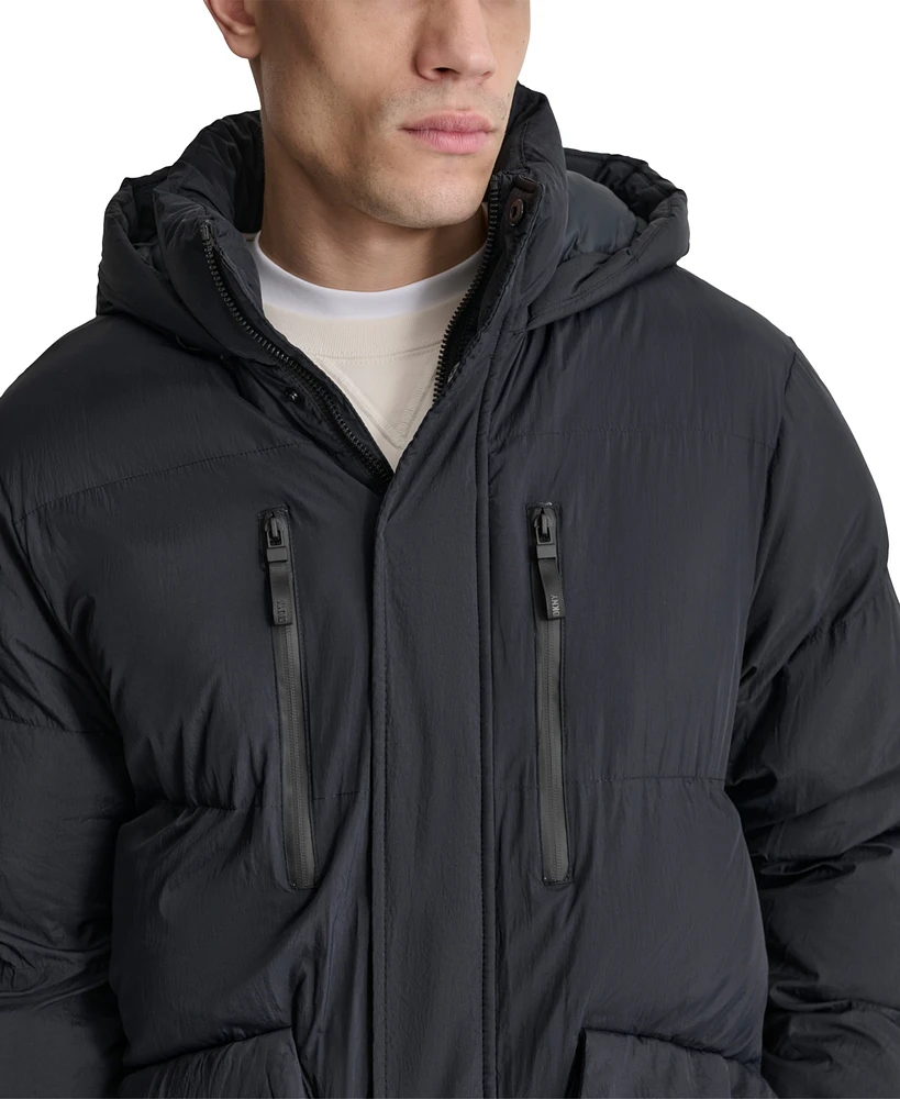 Dkny Men's Quilted Hooded Duffle Parka
