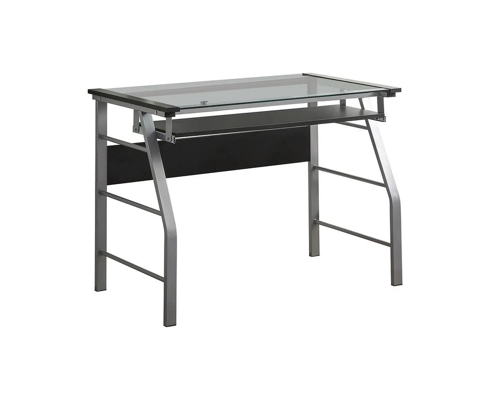 Kings Brand Furniture Metal and Glass Top Home Office Computer Desk/Table