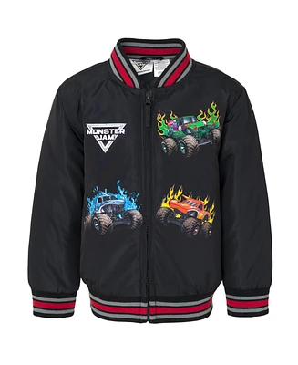 Monster Jam Toddler Boys Zip Up Varsity Bomber Jacket