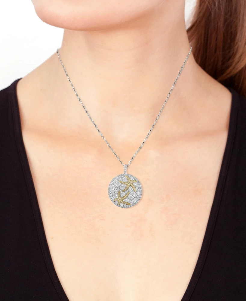 Effy Lab Grown Diamond Mixed-Cut Starfish 18" Pendant Necklace (3-1/2 ct. t.w.) in 14k Two-Tone Gold