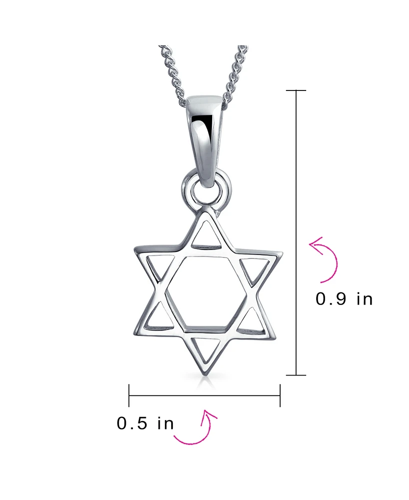 Bling Jewelry Hanukkah Magen Star of David Pendant Necklace Religious Judaic Jewelry Bat Mitzvah .925 Sterling Silver