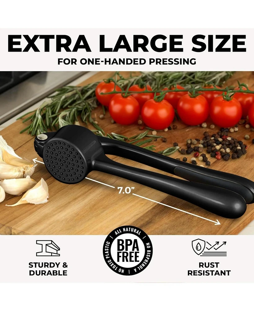Large Premium Garlic Press Set - Bigger Bowl for