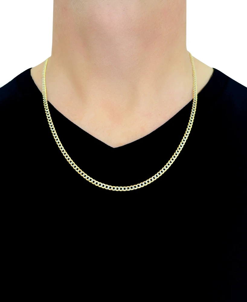 24" Two-Tone Open Curb Link Chain Necklace (3-1/6mm) in Solid 14k Gold & White Gold