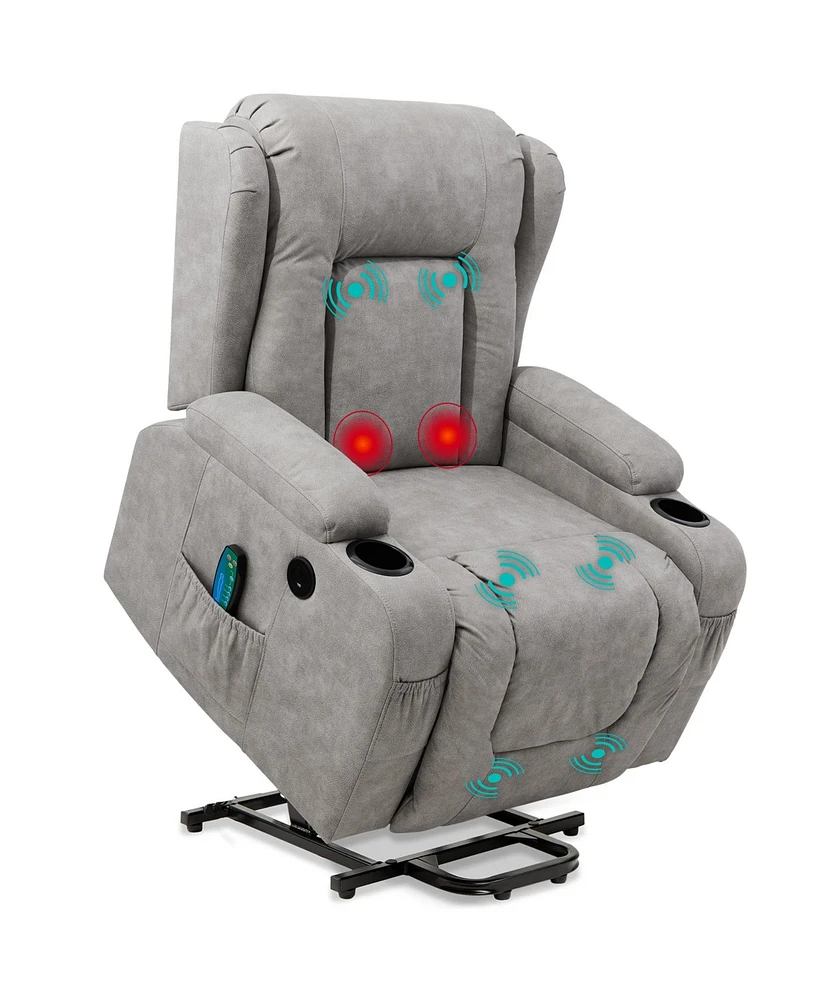 Best Choice Products Electric Power Lift Recliner Massage Chair Furniture w/ Usb Port, Heat, Cupholders
