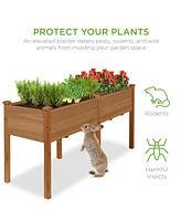 Best Choice Products 72x23x30in Raised Garden Bed, Elevated Wood Planter Box for Patio w/ Divider Panel