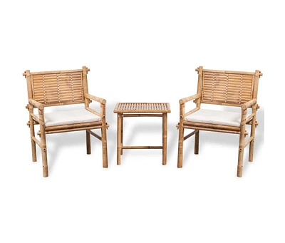 vidaXL 3 Piece Bistro Set with Cushions Bamboo
