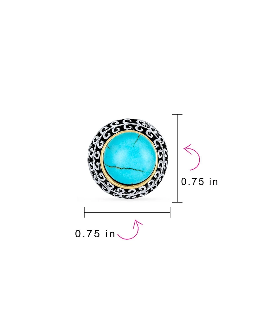 Bling Jewelry Set of 2 Balinese Button Style Clip-On Earrings in Simulated Turquoise and Onyx