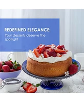 Amici Home Diamond Footed Glass Cake Stand - Cobalt