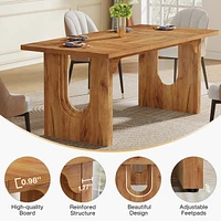 Tribesigns Modern Dining Table for 6 to 8 People, 71" Large Kitchen Dining Table with Wood Pedestal Base, Rectangular Long Dinner Table for Kitch