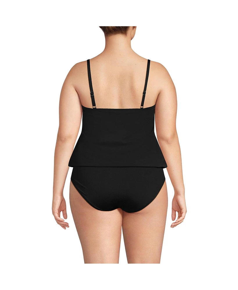 Lands' End Plus Smoothing Control Blouson Fauxkini One Piece Swimsuit