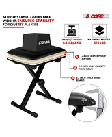 5 Core Keyboard Bench 2" Padded Cushioned Piano Stool Height Adjustable Guitar Seat Folding Portable