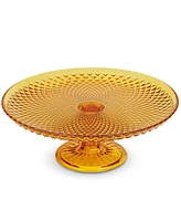 Amici Home Diamond Footed Glass Cake Stand - Amber