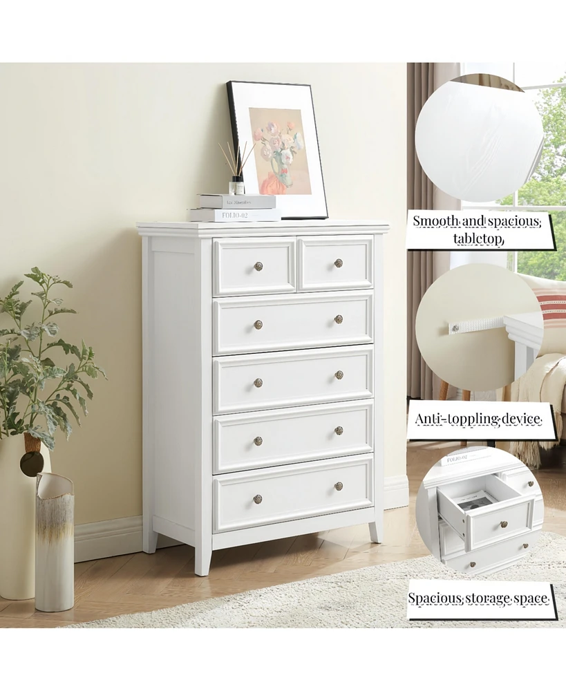Modern 6 Drawers Dresser 6 Drawers Cabinet,Chest of Drawers Closet Organizers and Storage Clothes Storage Drawers Cabinet for Living Room, Farmhouse D