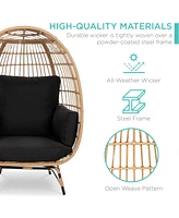 Best Choice Products Wicker Egg Chair Oversized Indoor Outdoor Patio Lounger w/ Steel Frame, 440lb Capacity