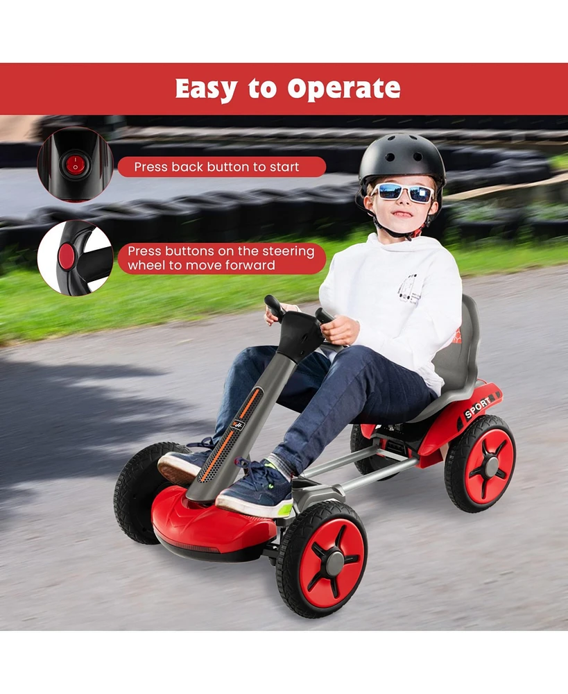 12V Kids Electric Go Kart Foldable Quad Racing Ride on Toy Car with Flashing