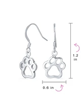 Bling Jewelry Dog Bone & Paw Print Layering Chain Link Bracelet & Earrings Set Sterling Silver