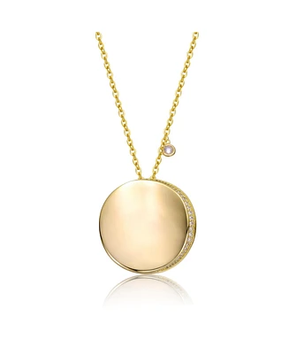 14K Gold Plated Cubic Zirconia Round Circle Pendant Necklace