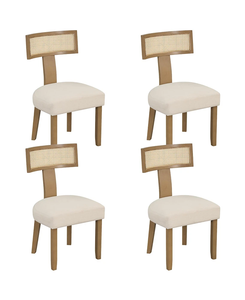 Gymax Set of Dining Chairs Armless Side Chairs w/ Curved Rattan Backrest for Kitchens