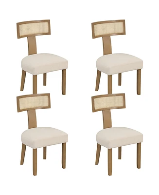 Gymax Set of Dining Chairs Armless Side Chairs w/ Curved Rattan Backrest for Kitchens