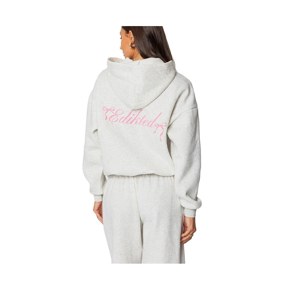 Edikted Womens Sasha Bow Detail Hoodie