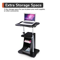 Yescom Lectern Podium Stand Portable Rolling Laptop Cart on Wheels Storage Mobile Height Adjustable Classroom Home Office Black