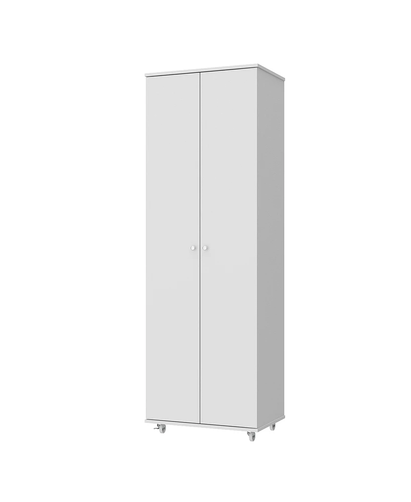 Famapy White Wood Bookcase with adjustable Shelves, 2 door