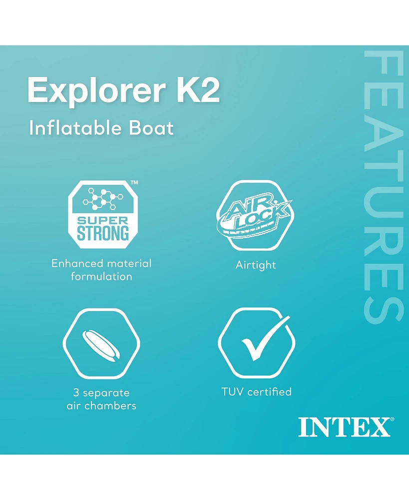 Intex Explorer K2 2-Person Inflatable Kayak Set with Oars and Air Pump, Yellow