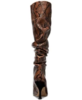 Michael Michael Kors Women's Luna Leather Snake Knee High Slouch Boots
