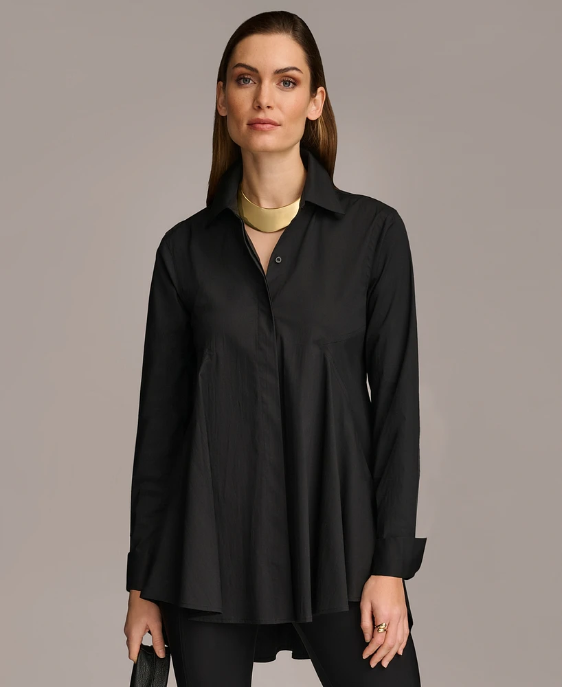 Donna Karan New York Women's A-Line Button Down Poplin Tunic