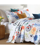 MarCielo 3 Pcs Printed Floral Lightweight Quilt Bedspread Set King