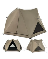 Pop-up Camping Tent for 4/5/6 People with Rainfly Skylight 3 Doors 3 Windows