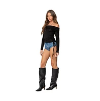 Edikted Women's Gathered fold over drawstring top