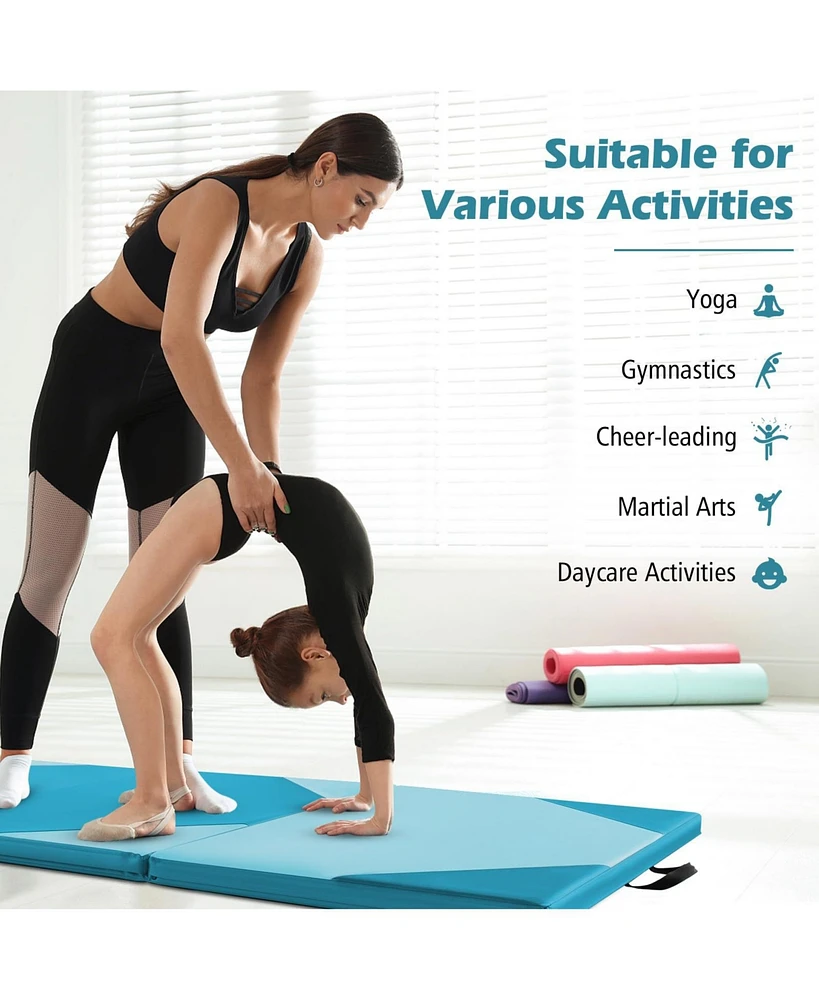 Givimo 10 Feet x 4 2 Inch Folding Exercise Mat with Hook and Loop Fasteners