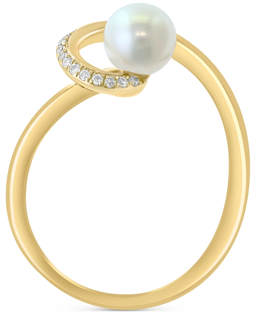 Effy Cultured Freshwater Pearl (6mm) & Diamond (1/10 ct. t.w.) Statement Ring in 14k Gold