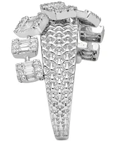 Diamond Round & Baguette Crossover Statement Ring (3/4 ct. tw) 14k White or Yellow Gold
