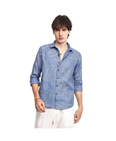 Men's Icy Blue Paisley-Lined Shirt