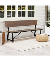 2 Pcs 4-Person Bench with All-Weather Hdpe Seat & Back Heavy-Duty Metal Support