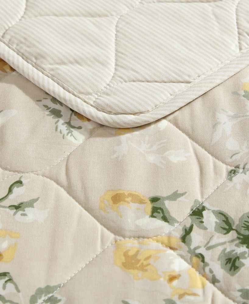 Laura Ashley Roses Reversible 3-Pc. Quilt Set, King