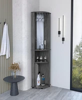 Nashville Corner Bar Cabinet Unit with Wine Glass Rack and Lower Cabinet