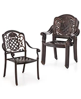 Pcs Patio Cast Aluminum Chairs Outdoor Metal Armchairs with Ergonomic Curved Seat