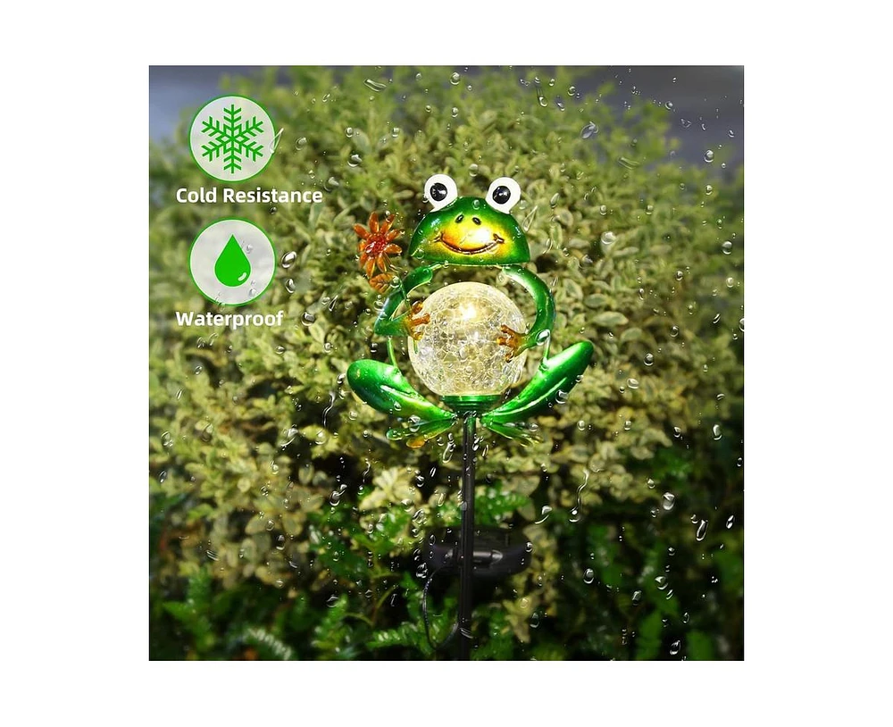gaomon Frog Solar Lights Outdoor Garden Decorative, Solar Frog Outdoor Decor for Garden, Auto On/Off Solar Powered Stake Lights for Christmas Pathway