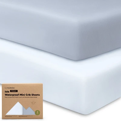 KeaBabies 2pk Isla Waterproof Mini Crib Sheets for Boy, Girl, Soft Pack and Play Graco Mattress