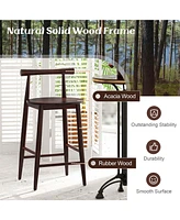 Bar Chair Counter Height Stools Set of with Acacia Wood Frame Supporting Legs