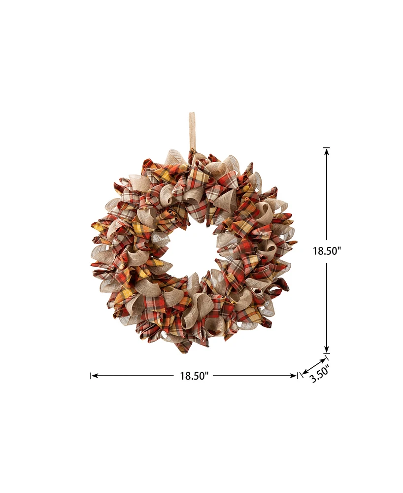 Glitzhome 18.5"D Fall Plaid Wreath
