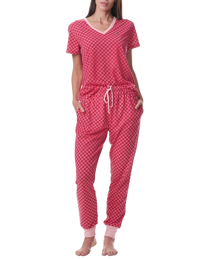 Tommy Hilfiger Women's Printed Short-Sleeve Tee & Jogger Set