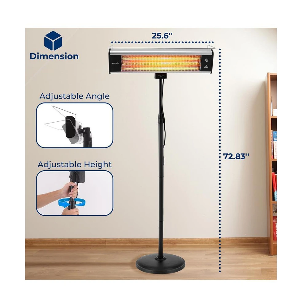 SereneLife Stand Patio Heater, Height Adjustable, with Remote Control