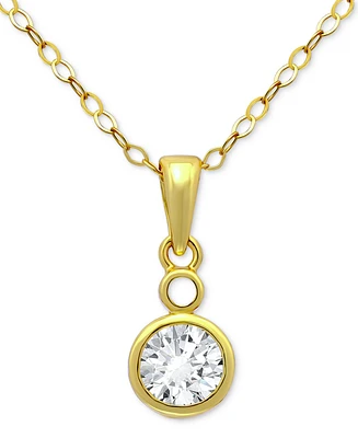 Giani Bernini Cubic Zirconia Bezel Solitaire Pendant Necklace 18k Gold-Plated Sterling Silver, 16" + 2" extender, Exclusively at Macy's