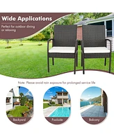 2PCS Patio Pe Wicker Dining Chairs with Soft Zippered Cushion Armchairs Backyard